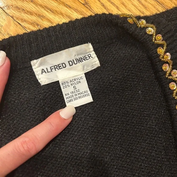 Alfred Dunner Black Cardigan with Gold Embroidery - Picture 3 of 4